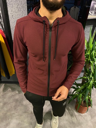 Жаккардовая стеганая ткань, молния по всей длине, толстовка / пуловер / толстовки с капюшоном