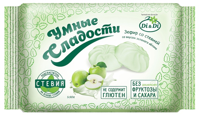 Зефир «Умные сладости» со вкусом зеленого яблока 150г