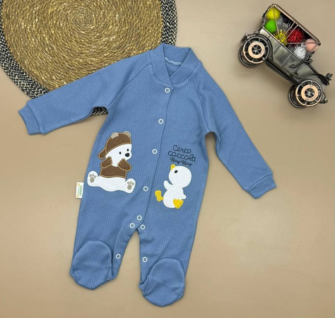 3-6/6-9/9-12 month Düğmeli ve Desenli Aylık Tulum