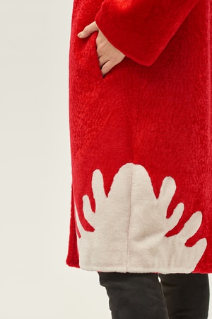 Пальто женское Silverfox модель 806 красный/белый