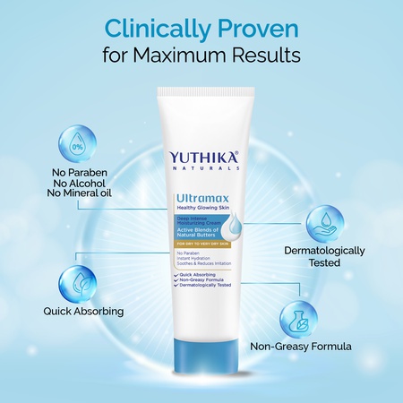 Yuthika Ultramax Deep Intense Moisturizing Cream for Dry Skin Nourishing Face Moisturizer for Men & Women (80ml)