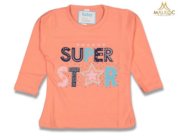 DİFA 7120-KIZ 1/4 YAŞ SÜPERSTAR BASKI UZUNKOL BADİ