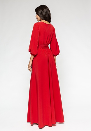 5130 - Платье макси (цвет: Бежевый, бордо, зеленый, желтый, голубой, синий, кофе, красный, мята, пурпурный, сиреневый)