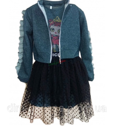 Костюмы для девочек ТРОЙКА с пышной юбкой ажур