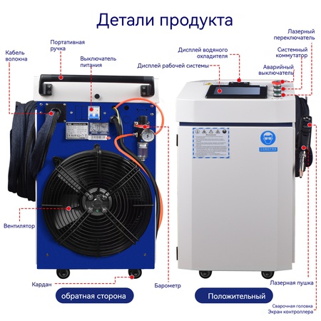 4 В 1 Raycus Волоконный лазерный сварочный аппарат одинарный питатель охладитель воды