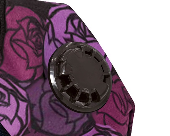 65Roses PRO, маска с угольным фильтром, полиэфирная ткань с принтом, ткань с рисунком роз, сертифицированная маска FFP2, премиум-класса