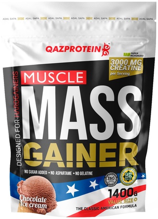 Гейнер Qazprotein Muscle Mass Gainer 1400 г - шоколадное мороженое