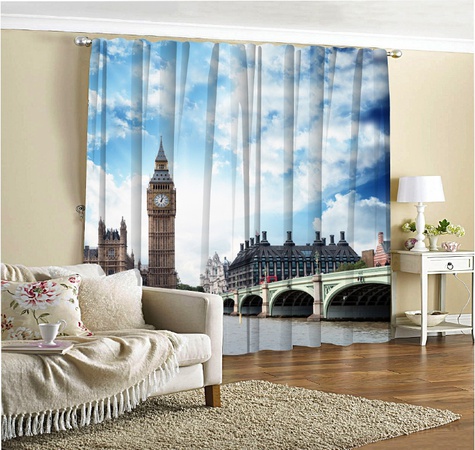 Декоративные подушки и Фотошторы "Биг Бен"