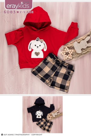 Костюм двойка:шорты в клетку с аппликацией мишка Тедди