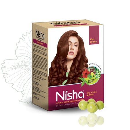 Nisha Hair Colour for Women - Red Brown, 90g (Pack of 1) | 100% Pure Henna-Based Powder Ammonia-Free
