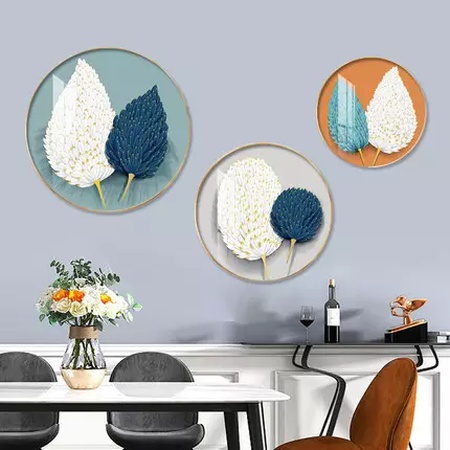 Lüks Ev Dekorasyonu Baskılar Ev Modern Tablolar 3 Parça Dekoratif Asya Tarzı Yuvarlak Duvar Sanatı Çerçeveli