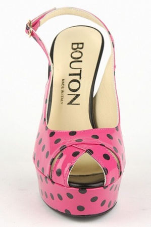 Туфли фуксия в черный горох fs171