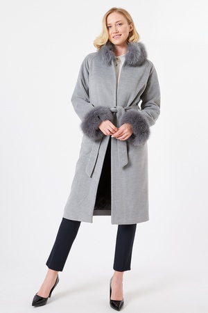 Cashmere Coat Collar Sleeve Fox Fur - Regular Fit