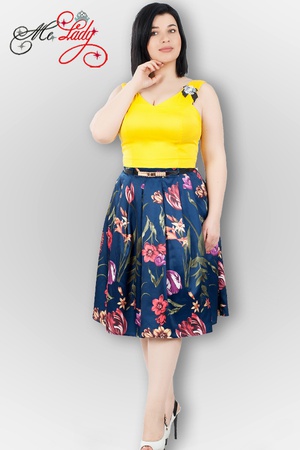 1226-2 Юбка с цветочным принтом, размеры 44-54