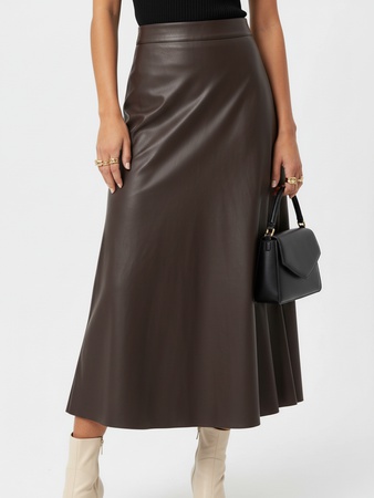 Длинная юбка женская из искусственной кожи