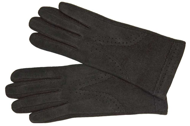 Итальянские трикотажные шерстяные женские перчатки с натуральной замшей