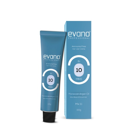 Evano Professional Creme Hair Colour, 100g, Ammonia-Free, 100% Grey Coverage in 10 Minutes, Salon Quality Hair Color
