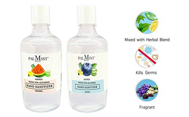 Palmist Alcohol based Hand Sanitizer Combo Of 500 ml Each (Pack of 2) with Dispensor For Easy to Use With Herbal Blends