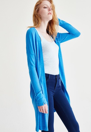 Женский голубой кардиган из тонкого трикотажа