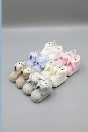 TRİKO İNCE SAC ÖRGÜ YAKALI BEBEK PATİK