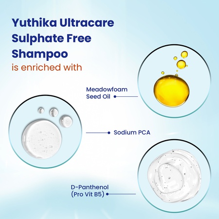 Yuthika Professional Ultracare Sulfate Free Shampoo For Women & Men (1000 ml & 250ml), Total Repair for Damaged, Dry & Frizzy Hair, Perfect For Daily Use