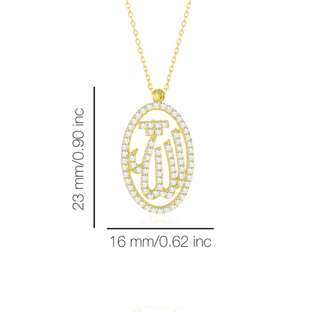 Even & Pétra 14 Ayar Altın Taşlı Allah Kolye