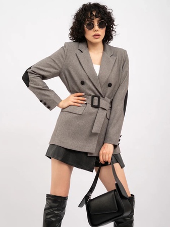 Пиджак оверсайз удлиненный с поясом