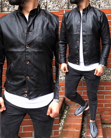 iga fashion erkek mevsimlik sunni deri mont (Düğmeli)