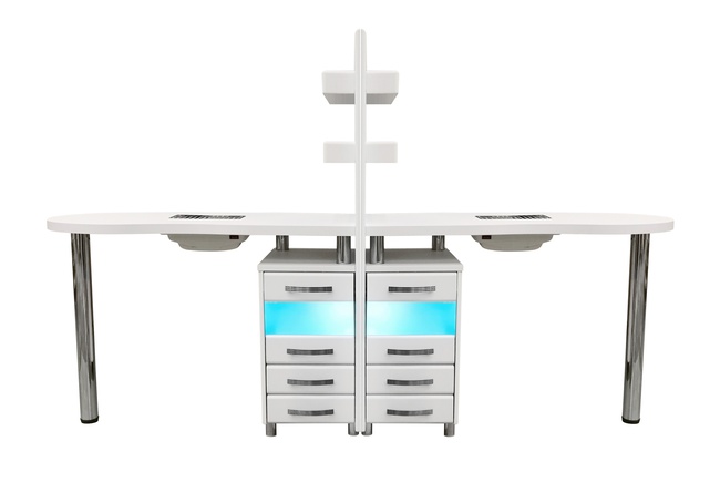 Стол для маникюра двухместный с УФ-блоками и вытяжками