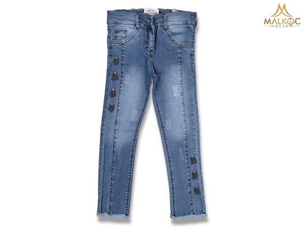 YAVRUCAK 6077-KIZ 1/4 YAŞ KOT YAN TAŞLI PANTOLON