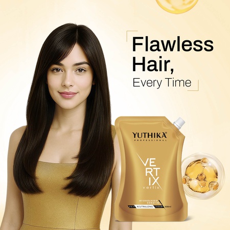 Yuthika Professional Vertix Hair Neutralizing Cream Post Straightening 500ml | Hydrolyzed Keratin , Long Lasting Straightening Results For Curly Wavy Hair