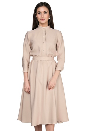 Plaketli elbise, dik yakalı