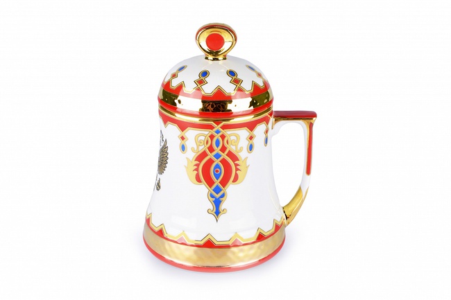 Кружка пивная с крышкой Колокол Герб РФ