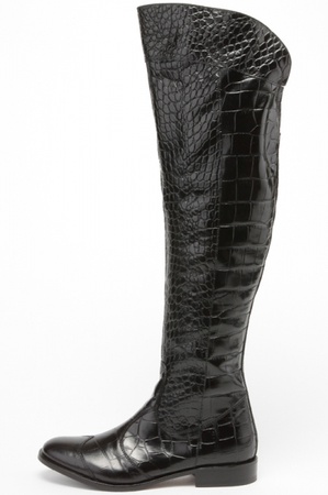 Черные ботфорты под крокодила s028