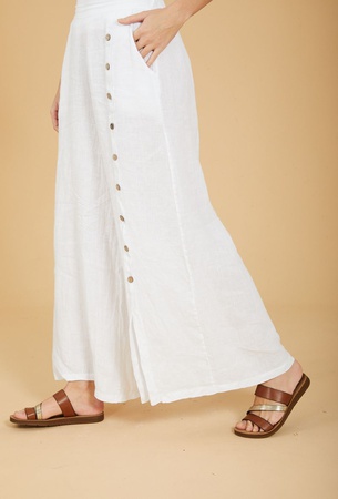 Брюки из льна с пуговицами