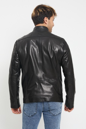 Кожаная куртка мужская - Slim Fit