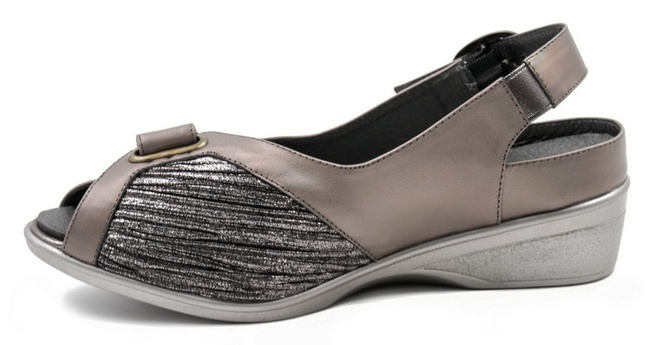 Серебряные Летние туфли из натуральной кожи Арт: 8313 серебро