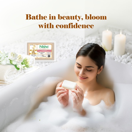 Nisha Jasmine Body Cleansing Soap Bar 125g – Paraben Free, Vegan, Gentle Cleanse for Soft & Supple Skin, Suitable for All Skin Types, Men & Women