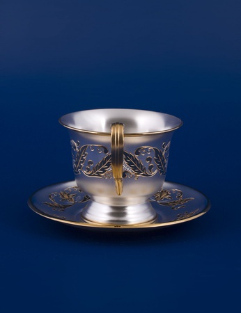 Серебряная чашка с блюдцем №16