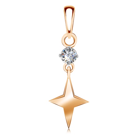 ПОДВЕСКА ИЗ КРАСНОГО ЗОЛОТА С ФИАНИТОМ