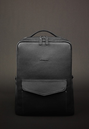 Кожаный женский городской рюкзак на молнии Cooper черный