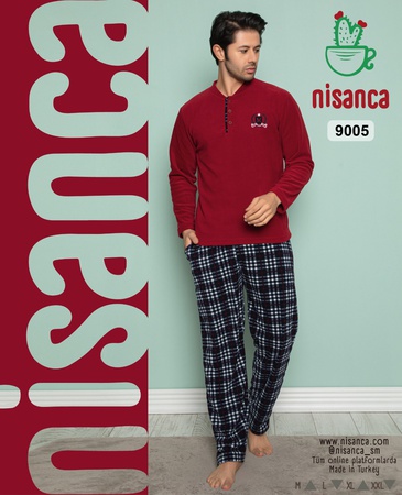 МУЖСКОЙ ЗИМНИЙ ФЛИСОВЫЙ ПИЖАМНЫЙ КОСТЮМ - ФЛИС - ЗИМА - КЛЕТ