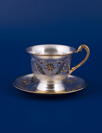 Серебряная чашка с блюдцем №16