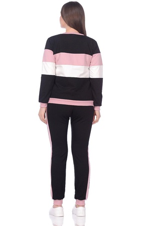 Костюм чёрный с розовыми вставками (футер) М-0162Р