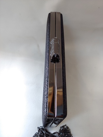 Metal Kasalı Abiye El Çantası- Siyah Simli