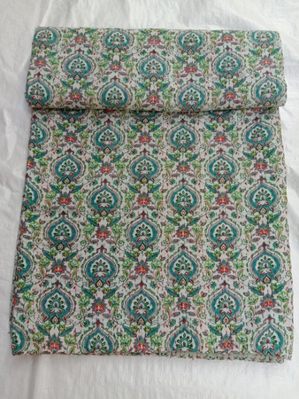 Ethnic Bohemian Drom Home Decor Pan Design Hand Stitching Reversible Block Printed Kantha Work Bed Throw,Wall Decor, Bedding,Quilt,Bed Cover