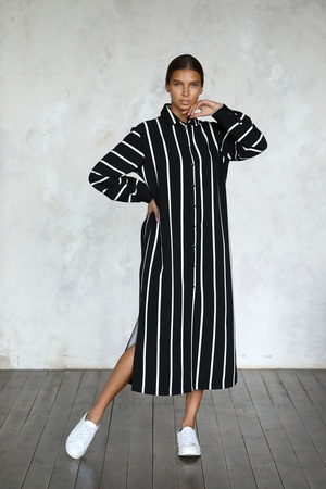 Платье-рубашка с принтом полоска