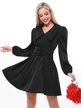 Yakalı ipek bayramlık elbise