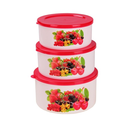 Bir set kap &quot;Smak&quot; (çilek) (0.5l; 0.7l; 1l)