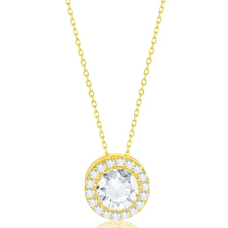 Even & Pétra 14 Ayar Altın Taşlı Geniş Kalıp Tektaş Kolye